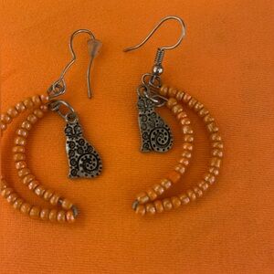 Orange Beaded Cat Earrings
